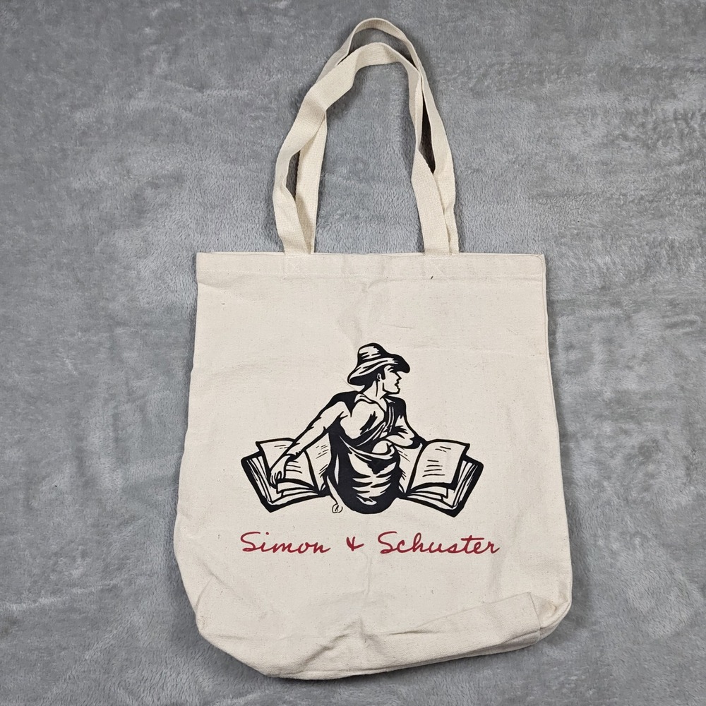 Simon Schuster Tote Bag Ivory Canvas Book Publisher Logo Literature Novels Rare